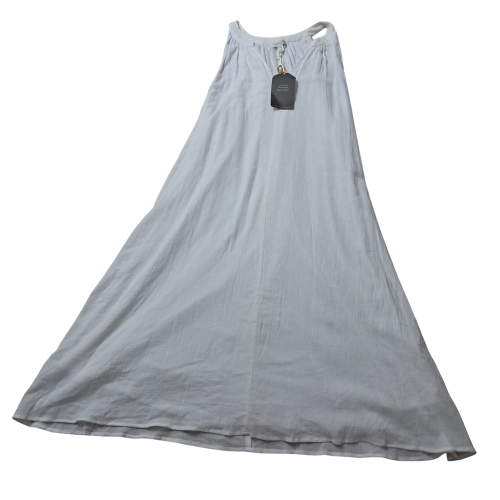 NWT Garnet Hill Dress Womens XL White Crinkle Cotton Sleeveless Coastal Vacation